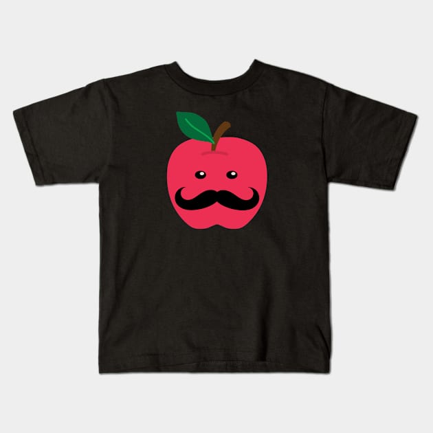 Quirky Apple Moustache Man Kids T-Shirt by TheSmartyArty